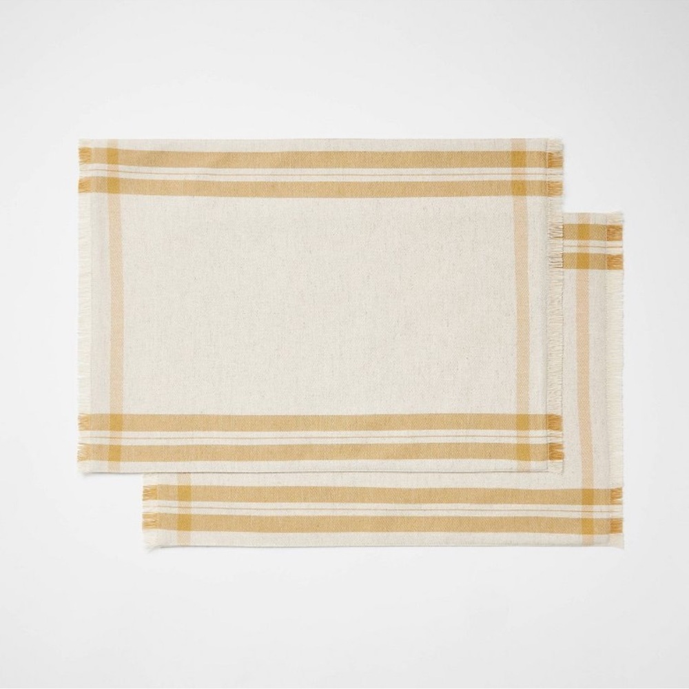 Threshold Studio McGee 2pk Basket Tan Plaid Placemats